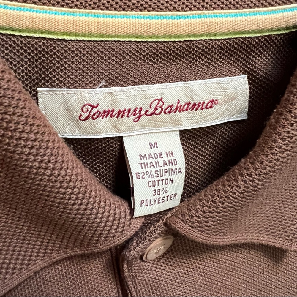 Tommy Bahama size medium brown polo style shirt - Picture 2 of 6